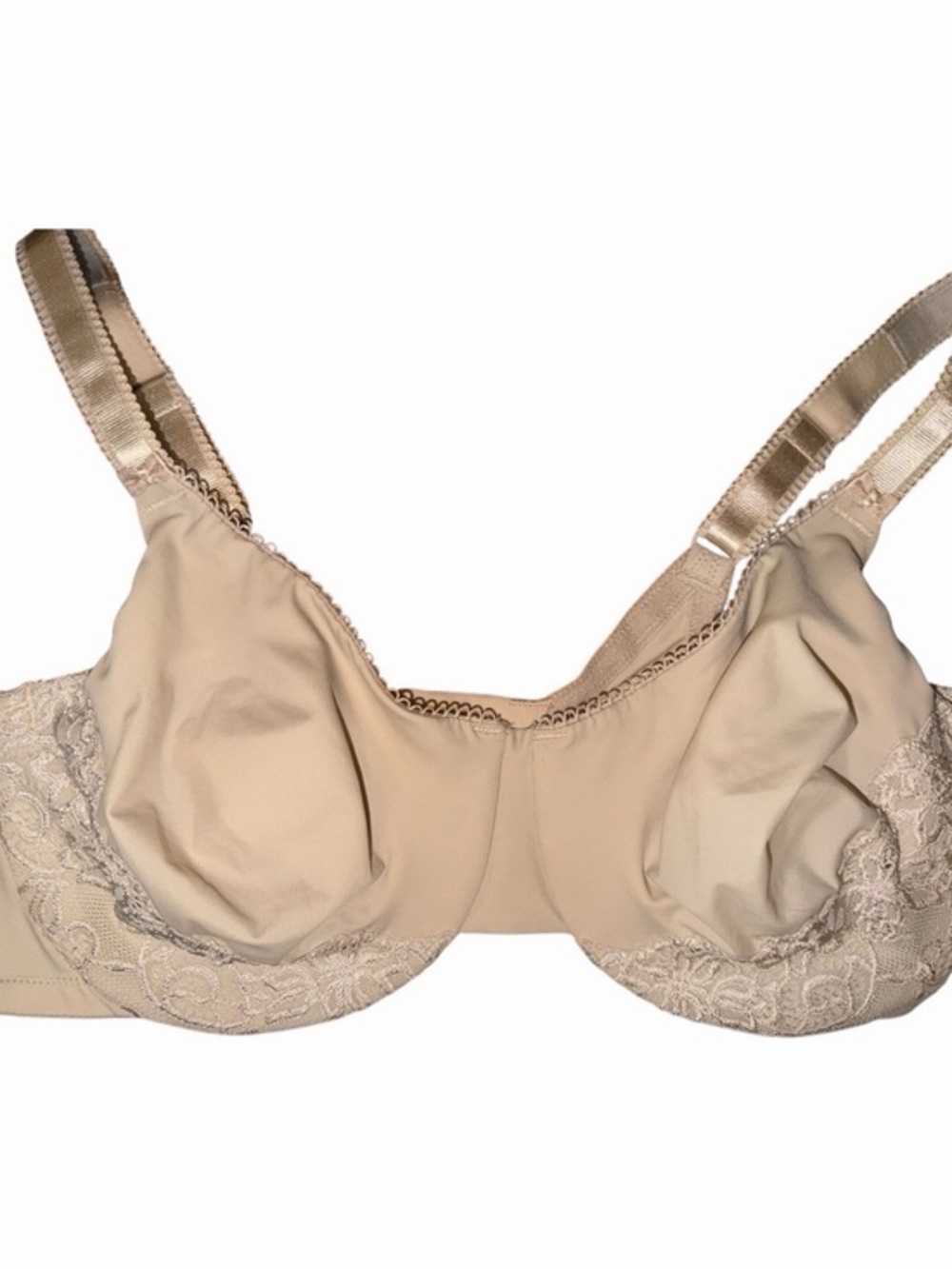 Olga Beige Lace-Trim Full Cup Bra